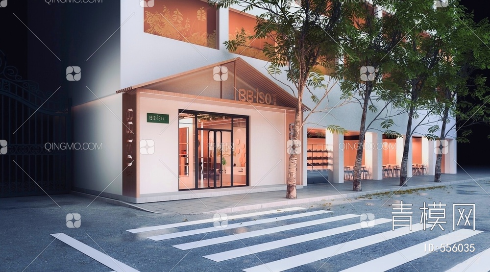 咖啡店门头 书店 奶茶店3D模型下载【ID:556035】