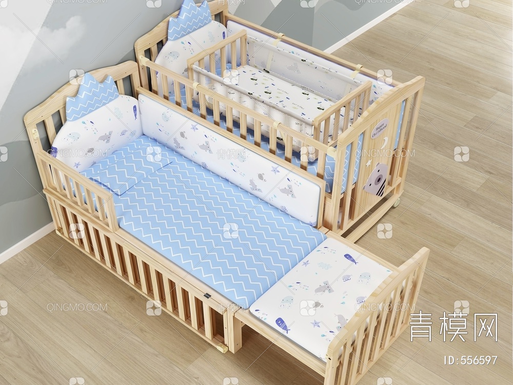 婴儿床 儿童家具3D模型下载【ID:556597】