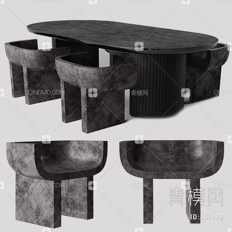 餐桌椅组合3D模型下载【ID:557490】