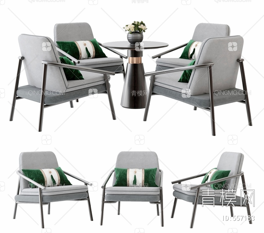 休闲桌椅 餐桌椅 洽谈桌椅 盆栽 盆景 休闲椅 休闲沙发 单人沙发3D模型下载【ID:557183】