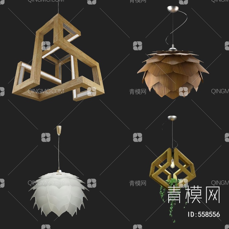 艺术吊灯组合3D模型下载【ID:558556】