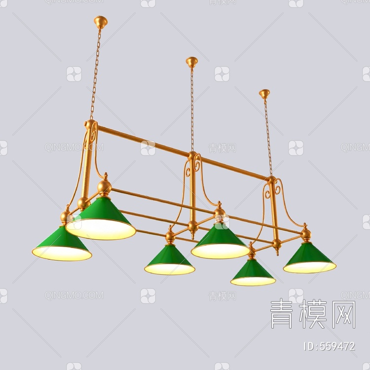 金属台球桌吊灯3D模型下载【ID:559472】