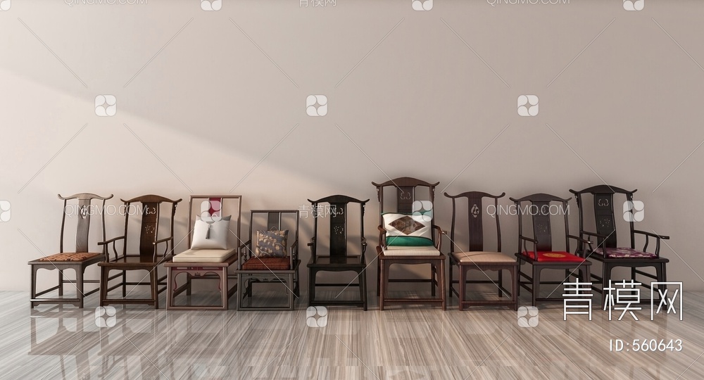扶手椅 高背椅 餐椅 单椅3D模型下载【ID:560643】