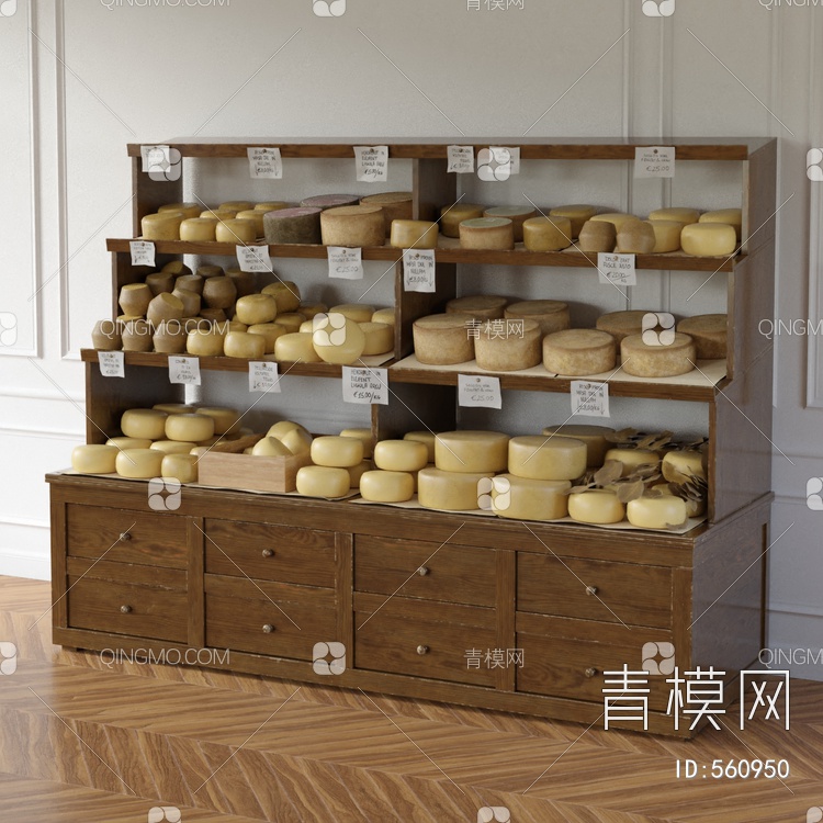 展示架 面包店 货架 置物架 货柜3D模型下载【ID:560950】