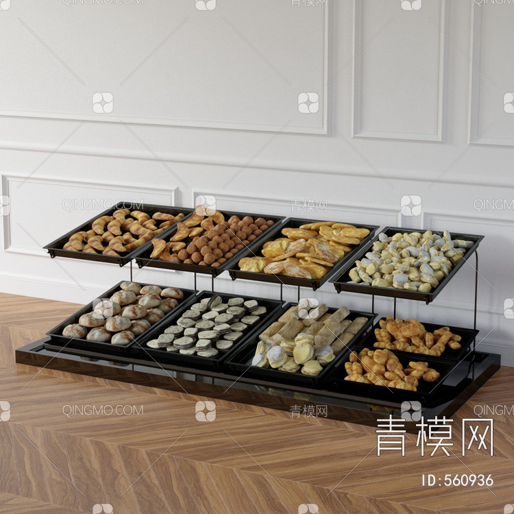 面包甜品货架3D模型下载【ID:560936】