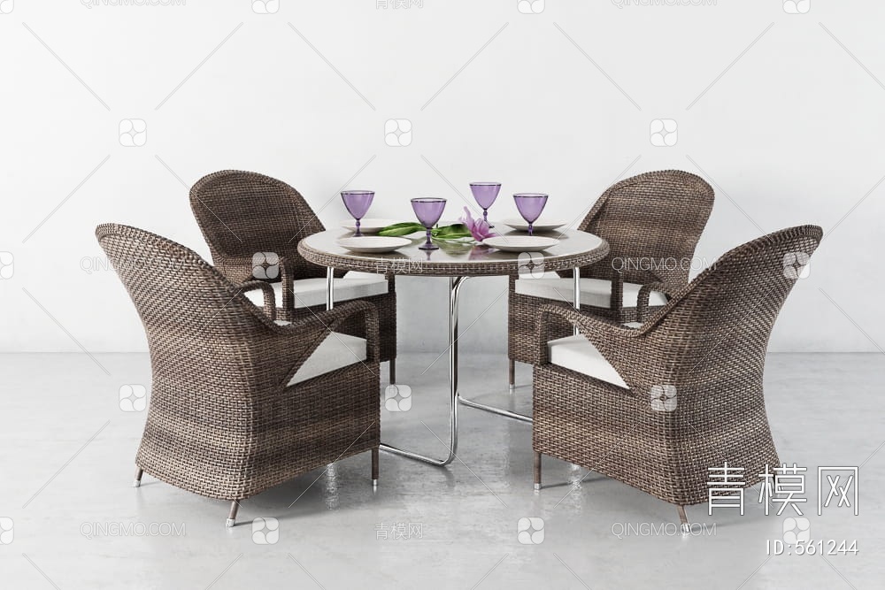 休闲餐桌椅组合3D模型下载【ID:561244】