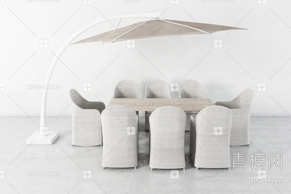 户外休闲桌椅组合 遮阳伞3D模型下载【ID:561252】