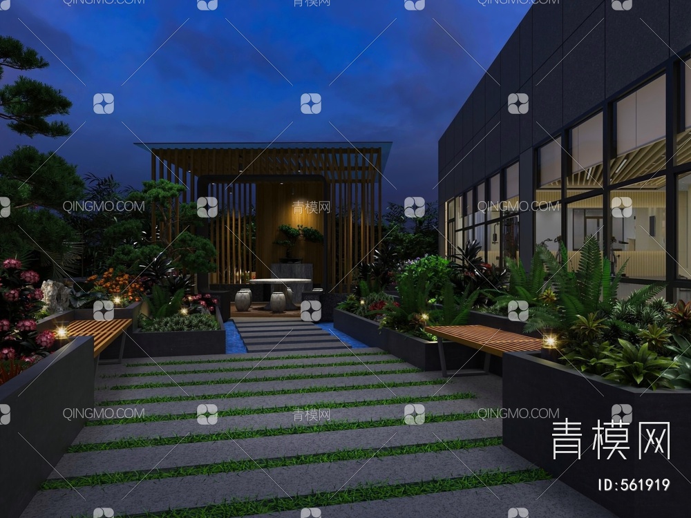 屋顶花园露台3D模型下载【ID:561919】