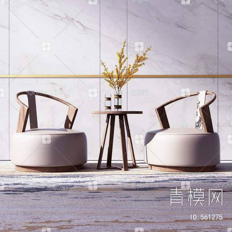 休闲沙发茶几组合3D模型下载【ID:561275】