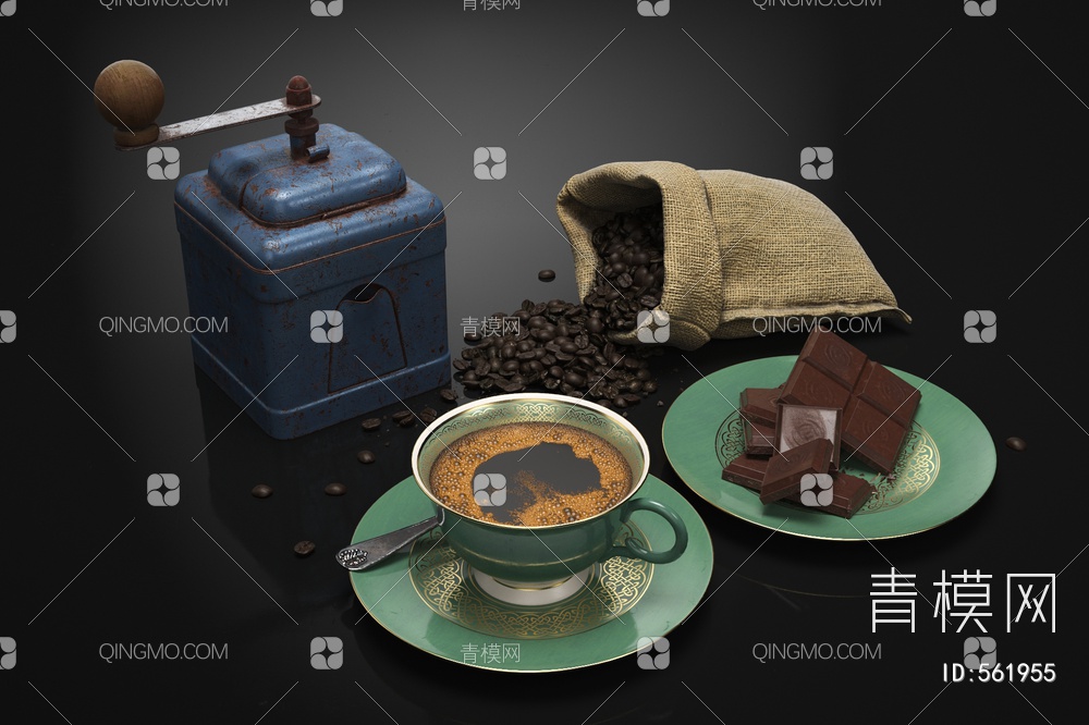 厨房用品 咖啡杯 咖啡豆 研磨器3D模型下载【ID:561955】