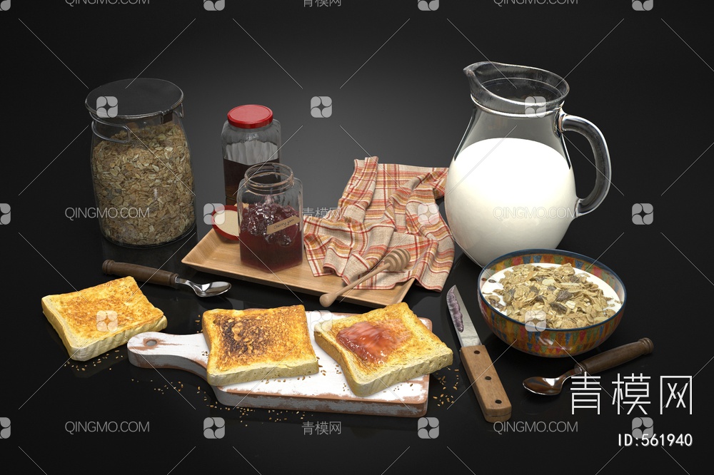 厨房食物 厨房装饰品 厨房用品 餐具3D模型下载【ID:561940】