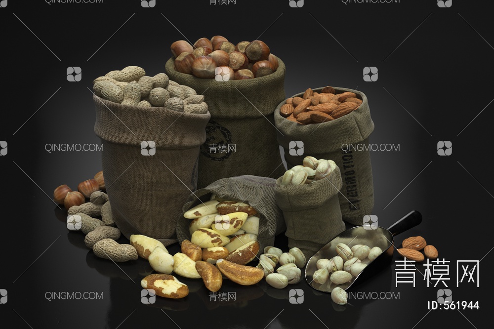 厨房用品 干果 麻袋3D模型下载【ID:561944】