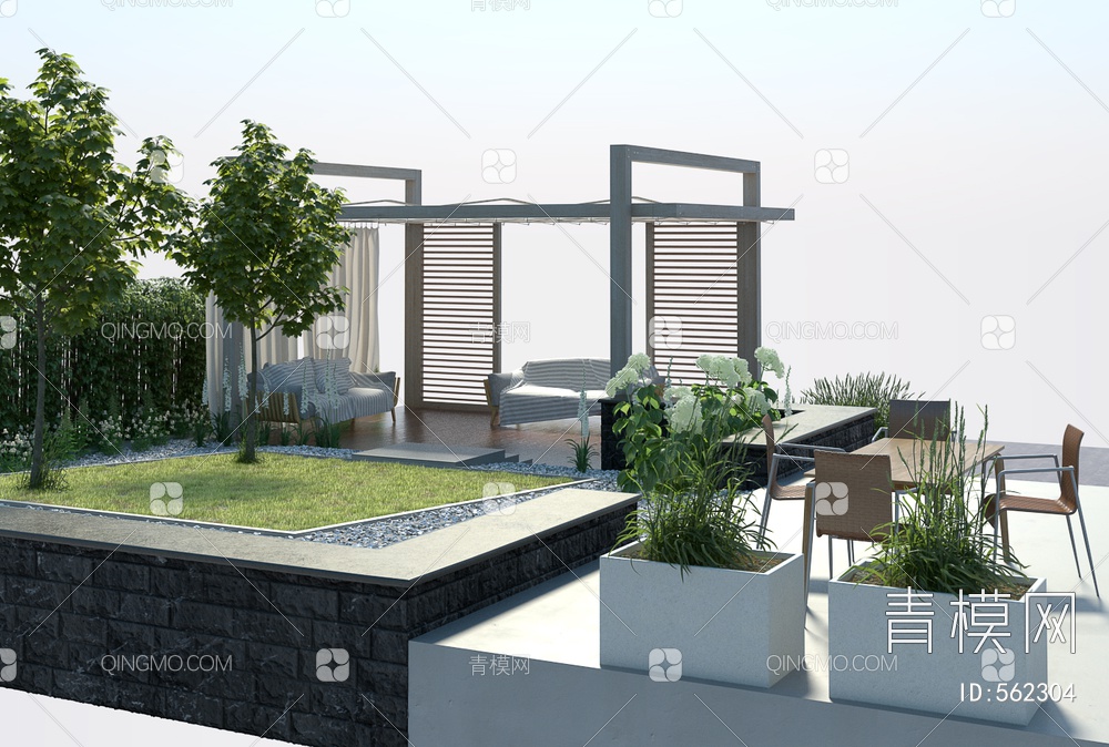 庭院园林景观3D模型下载【ID:562304】