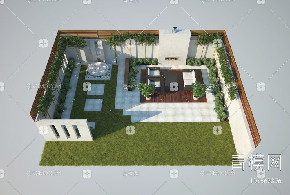 庭院园林景观3D模型下载【ID:562306】