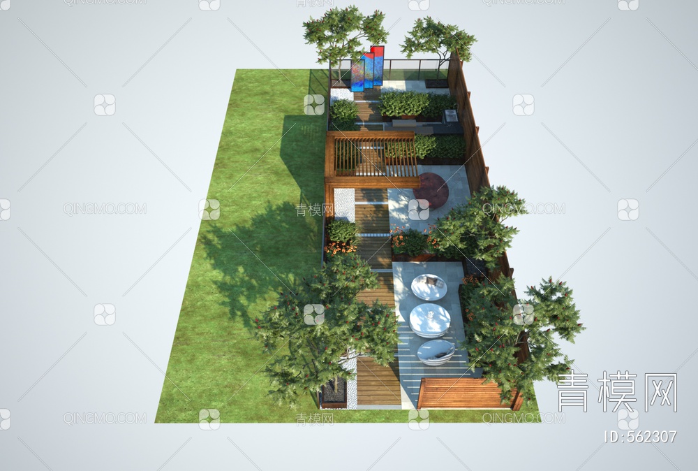 庭院园林景观3D模型下载【ID:562307】