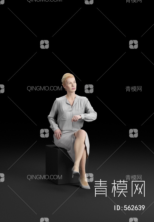 商务西服女人  人物   模特3D模型下载【ID:562639】