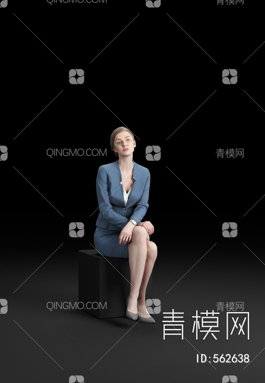 商务西服女人  人物   模特3D模型下载【ID:562638】