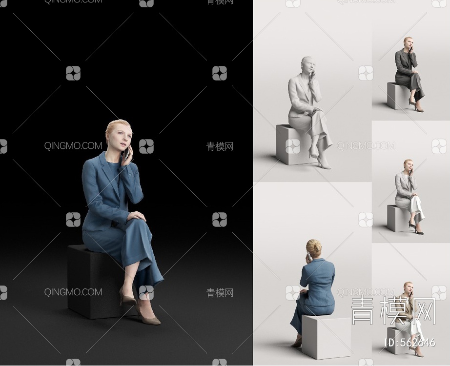 商务西服女人 人物 模特3D模型下载【ID:562646】