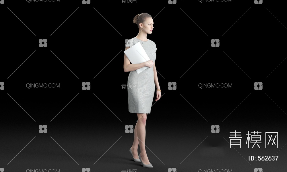 商务西服女人  人物   模特3D模型下载【ID:562637】