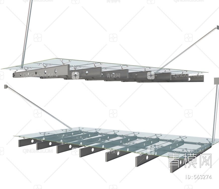 玻璃雨棚3D模型下载【ID:563274】