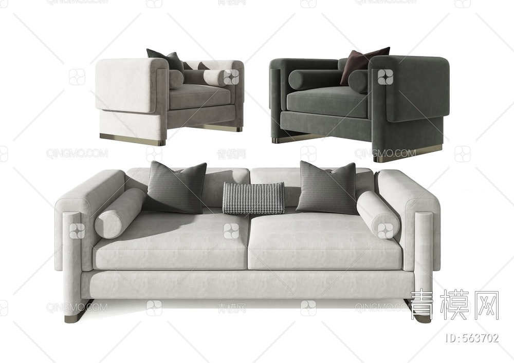 沙发组合 单人沙发 休闲沙发3D模型下载【ID:563702】