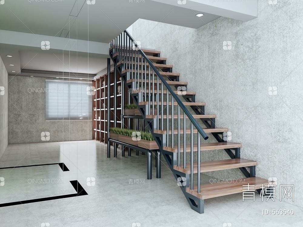 扶手楼梯3D模型下载【ID:563540】