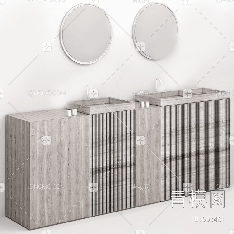 木质浴室柜3D模型下载【ID:563461】
