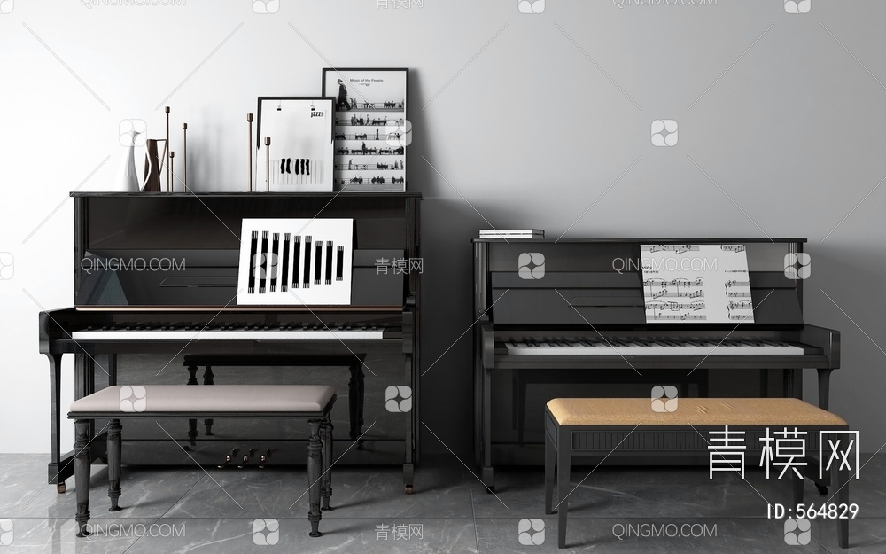 钢琴 乐器3D模型下载【ID:564829】