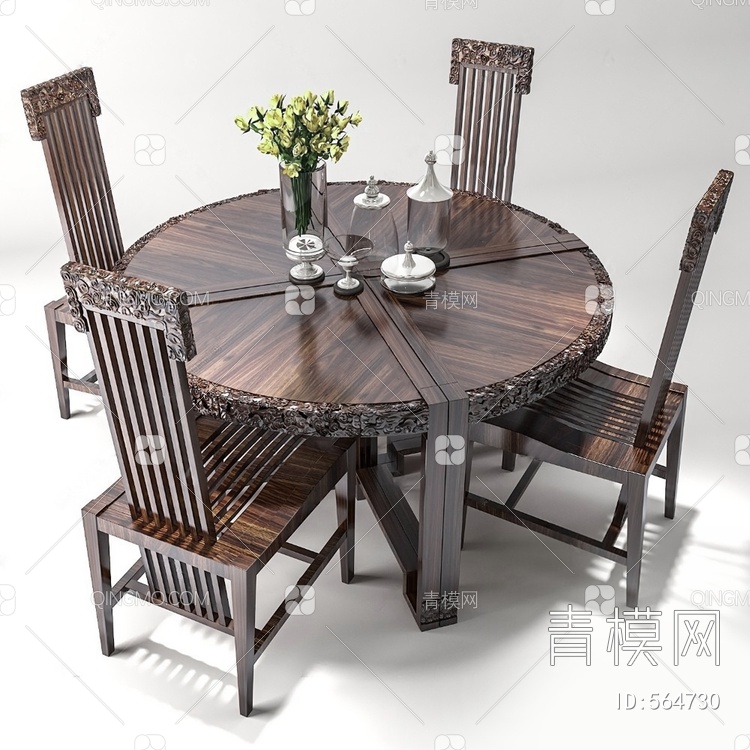 餐桌椅组合3D模型下载【ID:564730】