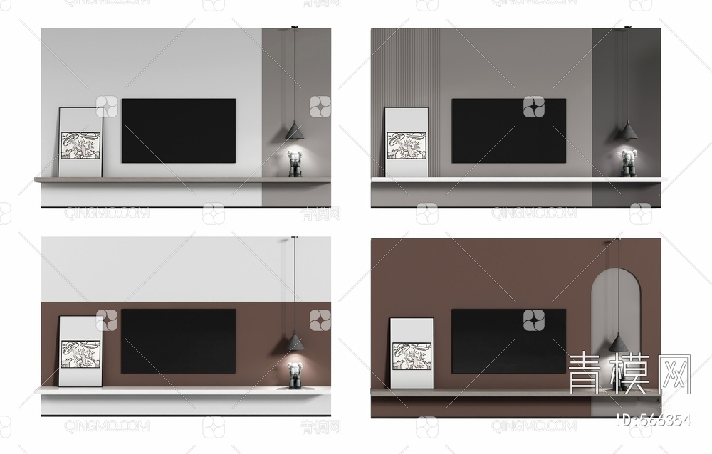 电视背景3D模型下载【ID:566354】