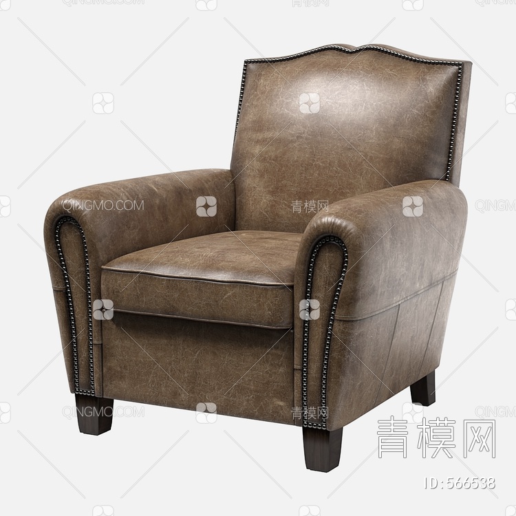 皮革单人沙发3D模型下载【ID:566538】