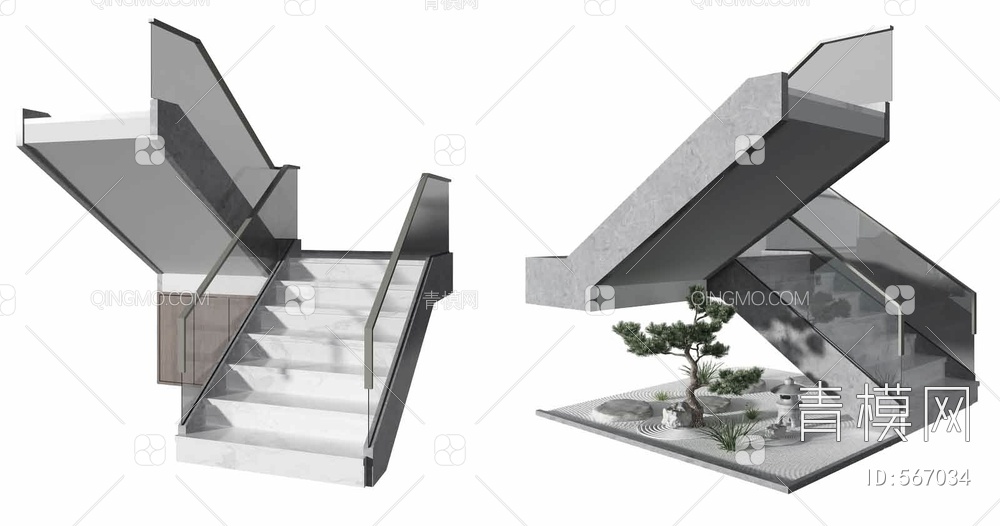 扶手楼梯3D模型下载【ID:567034】