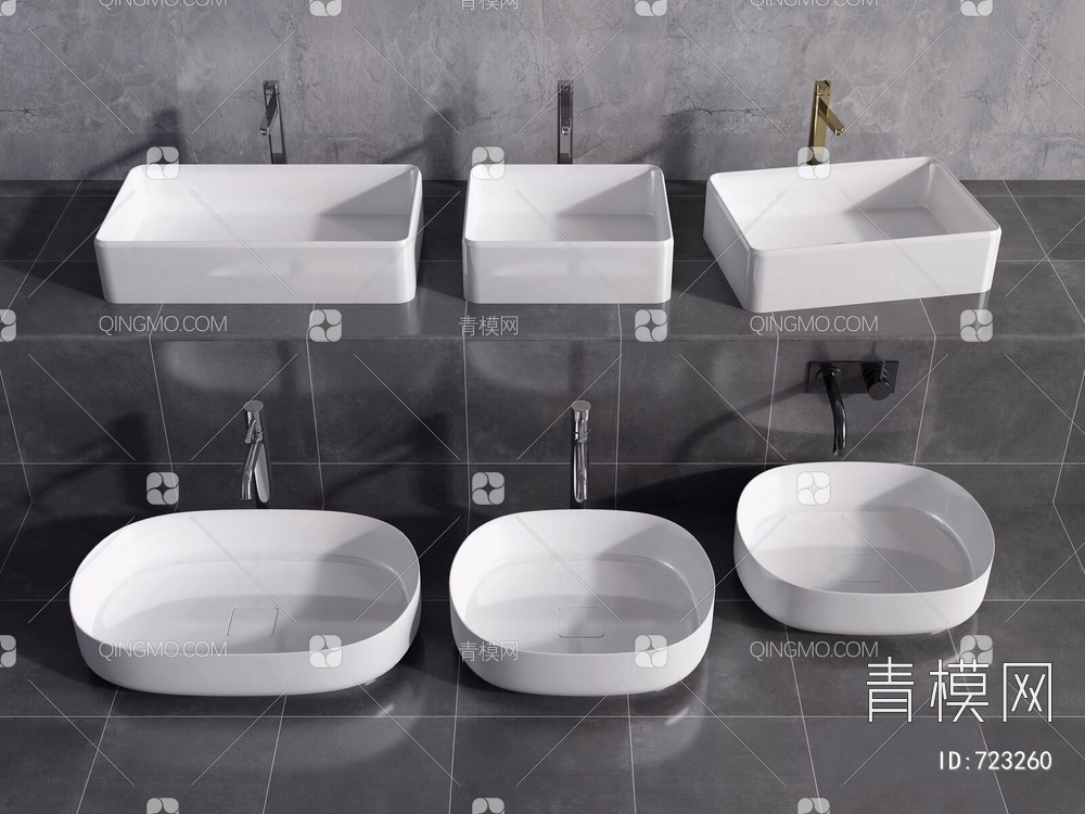 台盆洗手盆3D模型下载【ID:723260】