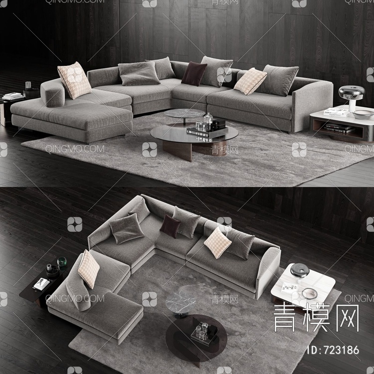 意大利 米洛提 minotti 沙发茶几组合3D模型下载【ID:723186】