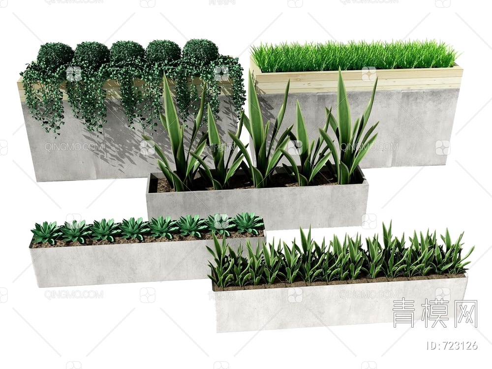 植物盆栽组合3D模型下载【ID:723126】