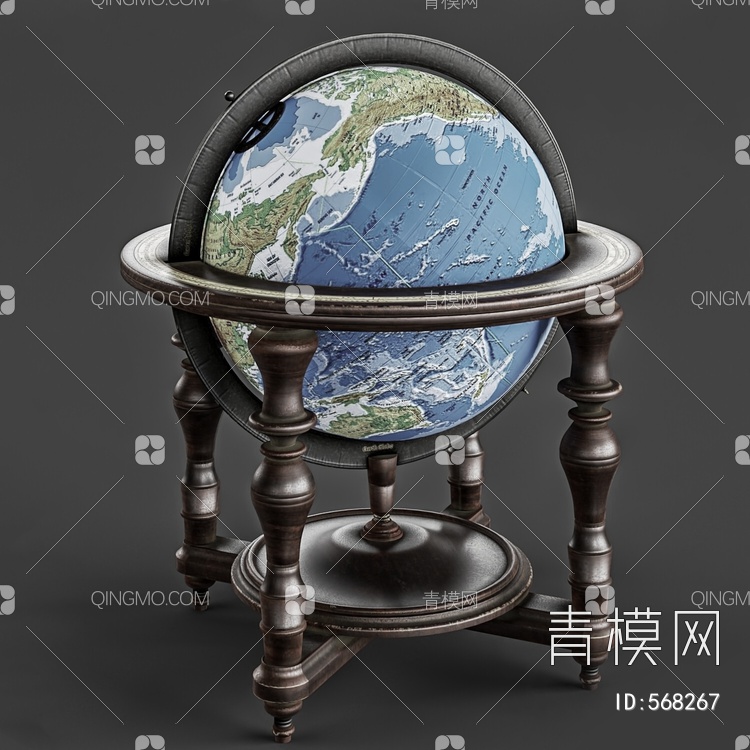 复古地球仪3D模型下载【ID:568267】