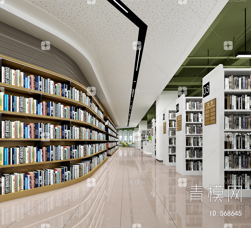 学校图书馆　阅览室3D模型下载【ID:568645】