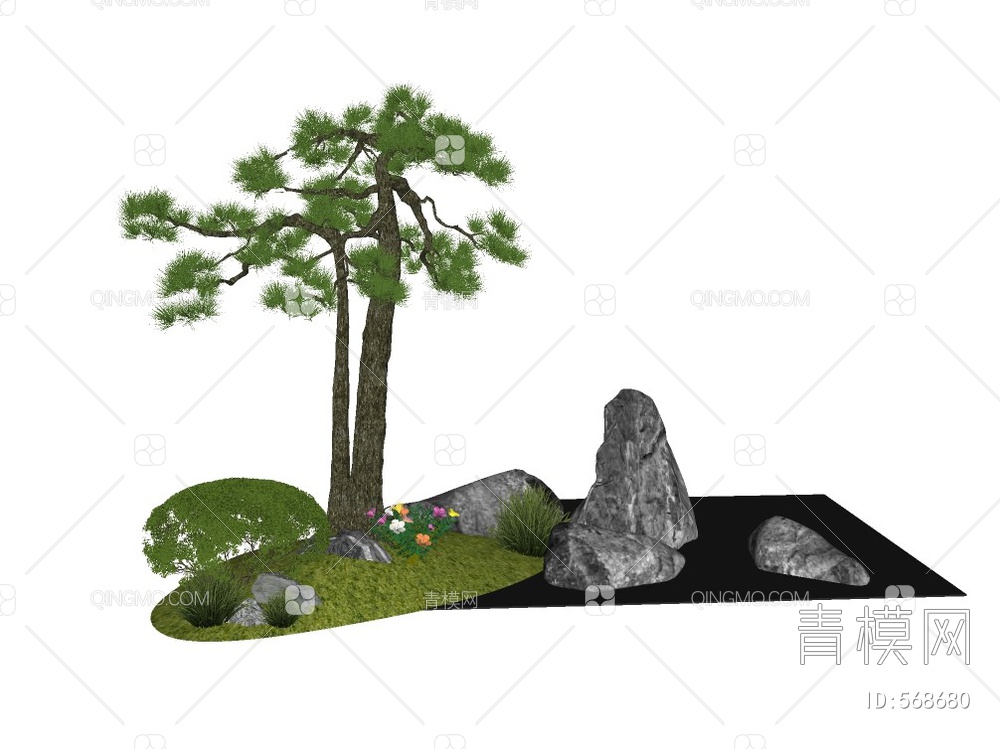 造型树  景石SU模型下载【ID:568680】