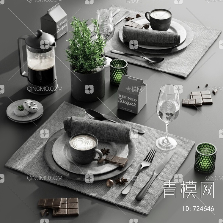 餐具摆件3D模型下载【ID:724646】