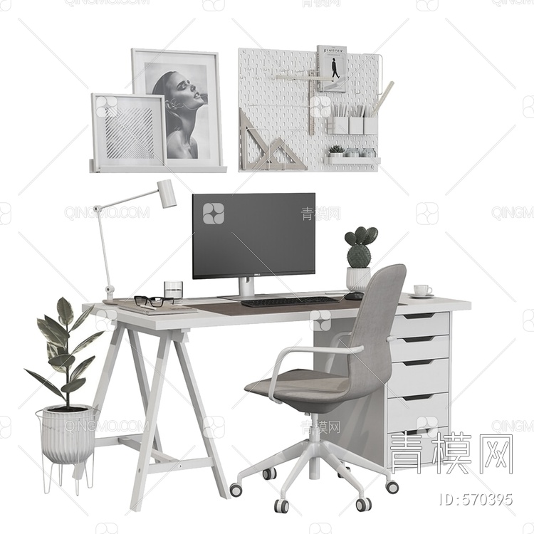 书桌椅3D模型下载【ID:570395】