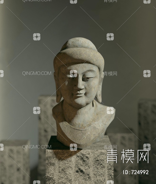 风雕塑石雕佛像3D模型下载【ID:724992】