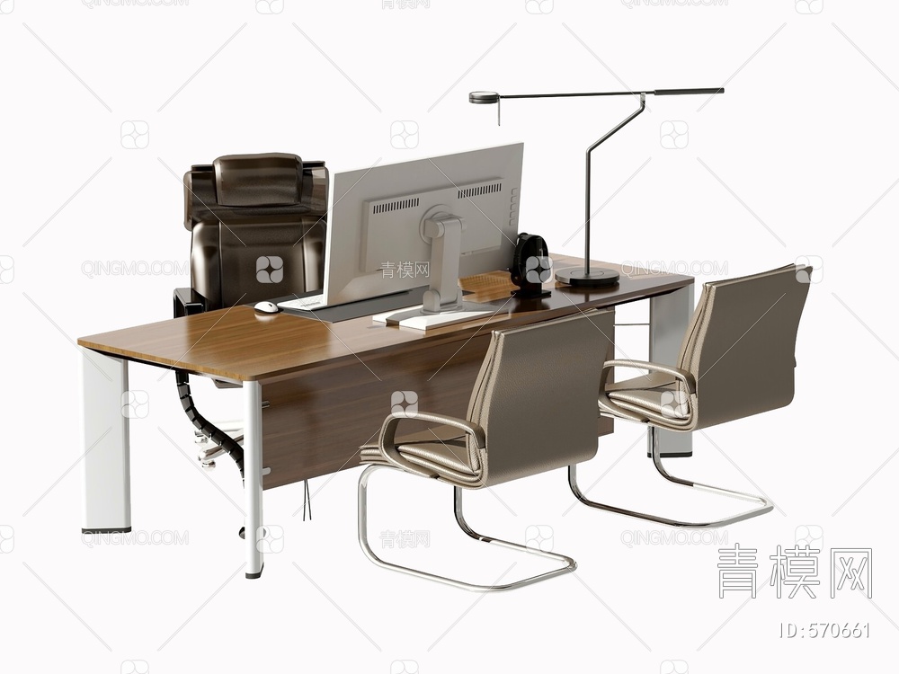 办公桌椅组合3D模型下载【ID:570661】