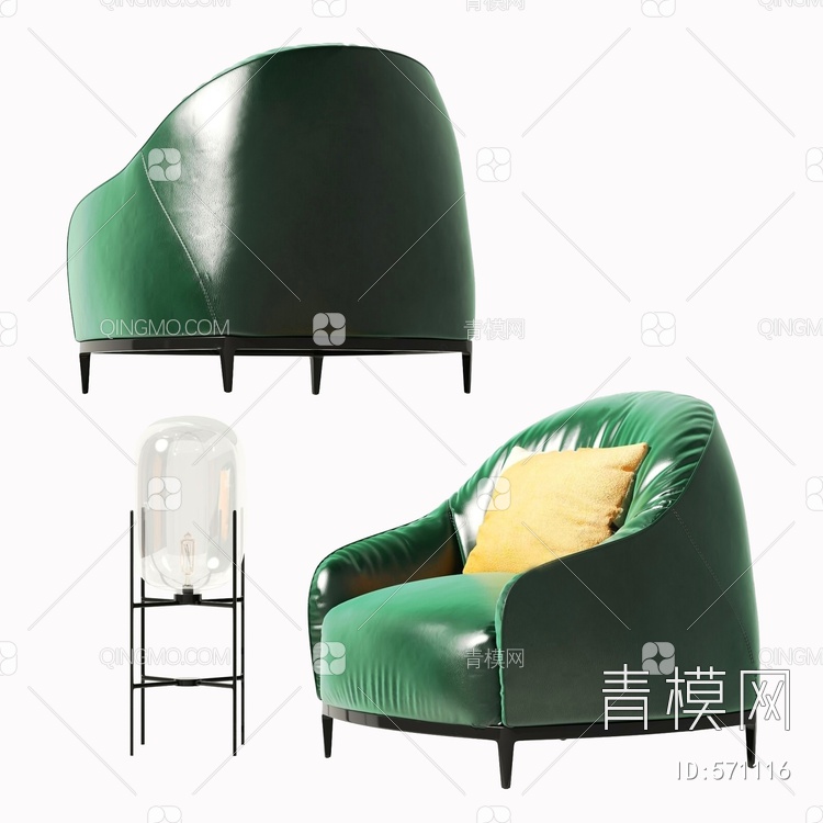 皮革单人沙发3D模型下载【ID:571116】