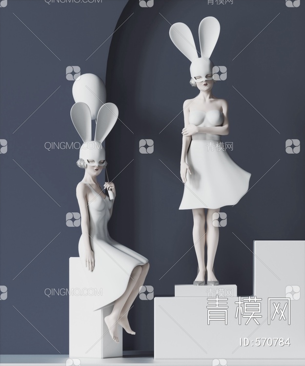兔女郎雕塑3D模型下载【ID:570784】