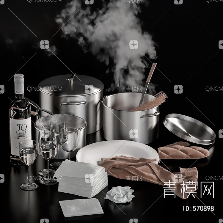 厨房用品组合3D模型下载【ID:570898】