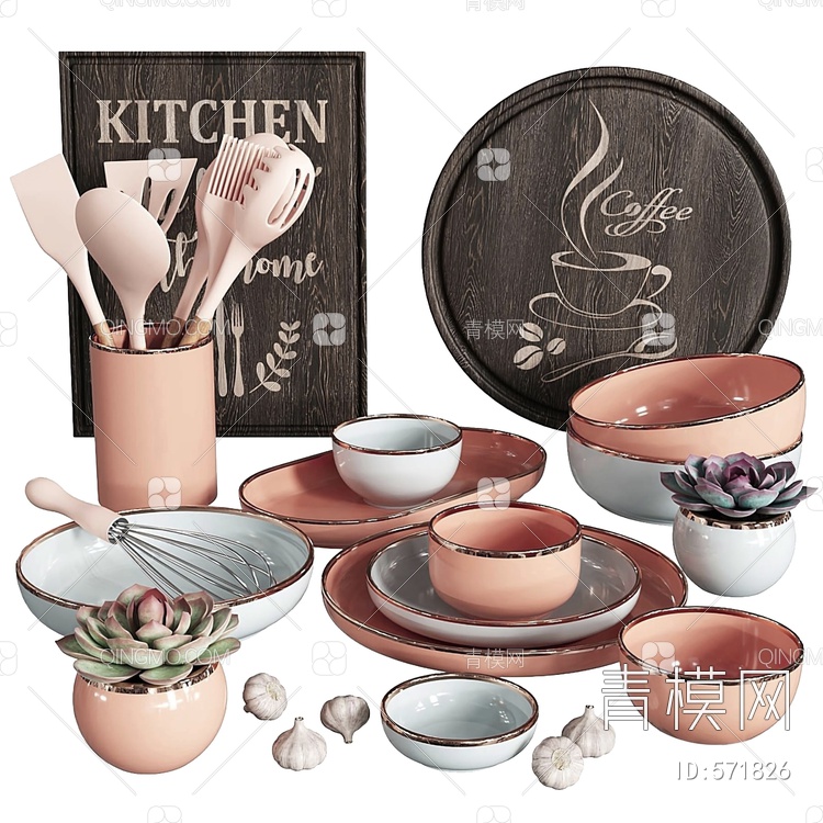 餐具 餐厅 摆件 装饰品 碗 餐盘3D模型下载【ID:571826】
