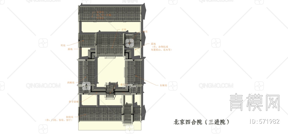 标准北京四合院范例SU模型下载【ID:571982】