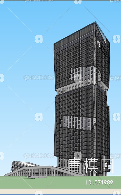 超高层塔楼 风格SU模型下载【ID:571989】