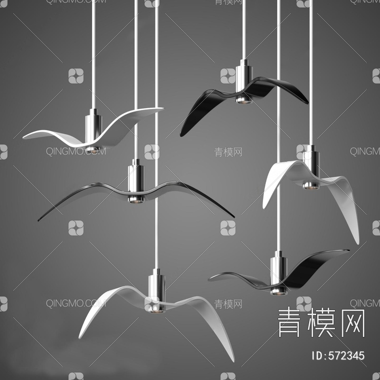 小鸟吊灯组合3D模型下载【ID:572345】