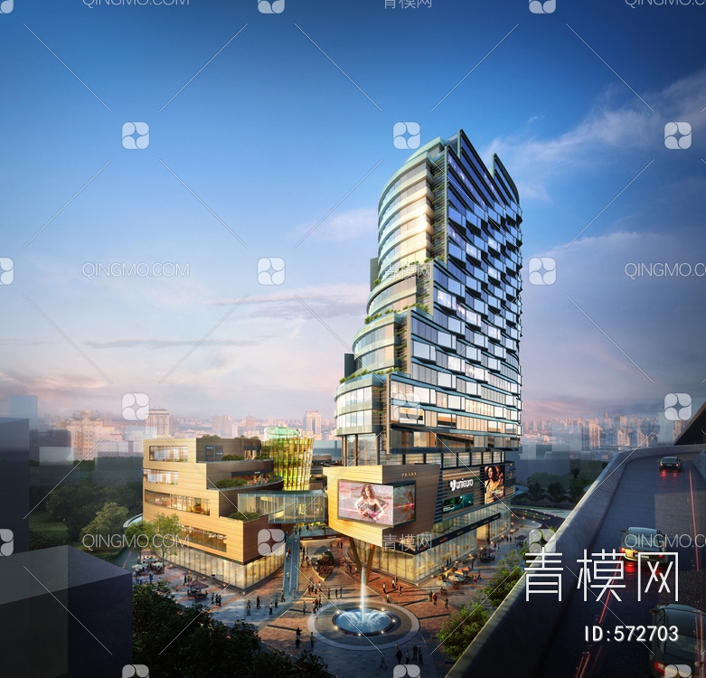 城市商业综合体高层公寓SU模型下载【ID:572703】